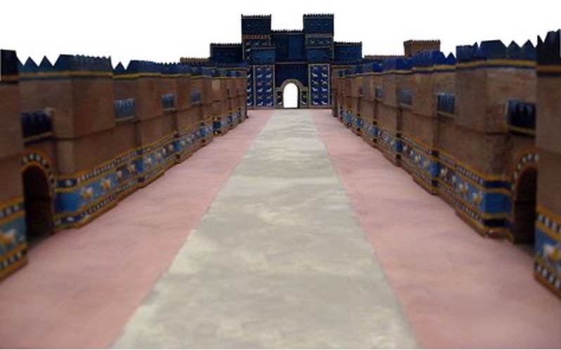 Reconstrucción de la Vía Procesional y la Puerta de Isthar, Babilonia.